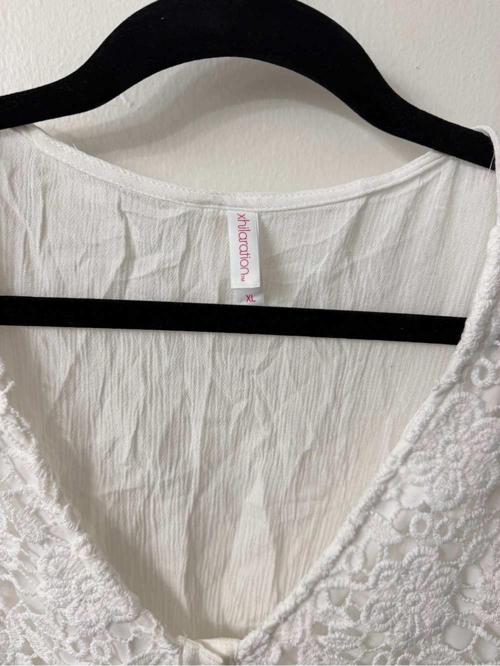 Xhilaration White Floral Lace V-Neck Top